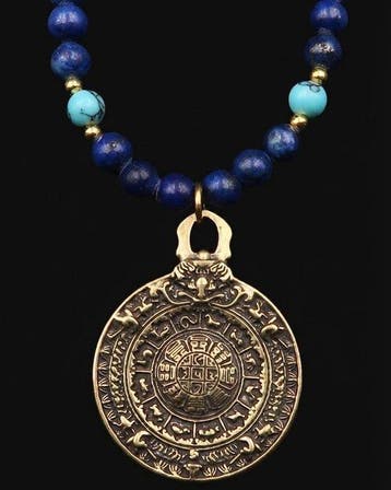 Lapis lazuli - Tibetaanse Rituele Spiegel Melong: Schild
