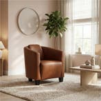 Leren fauteuil Press - Massif Armagnac (donkercognac) -, Nieuw, Ophalen of Verzenden, Eigentijds, Klassiek, Retro, Romantisch, Vintage