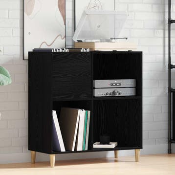 vidaXL Platenkast met plank Zwart Eiken 84,5 x 38 x 89 cm, Verzenden, Nieuw