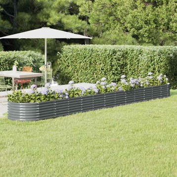 vidaXL Plantenbak 512x80x36 cm gegalvaniseerd staal, 100 cm of meer, Verzenden, Nieuw, Metaal