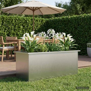 vidaXL Plantenbak met led zilver 40 x 100 x 40 cm Roestvrij, 100 cm of meer, Verzenden, Nieuw, Metaal