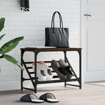 vidaXL Schoenenrek 60x30x45 cm bewerkt hout bruin eikenkleur, Verzenden, Nieuw