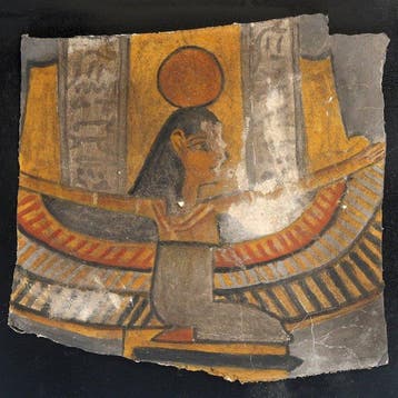 Oud-Egyptisch kartonnage Veelkleurig paneel met Isis