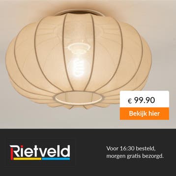 Rietveld-Plafondlampen-Taupe-Stof, Verzenden, Nieuw