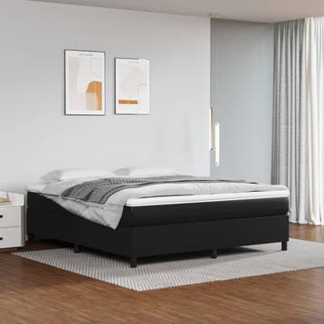 vidaXL Boxspring bed kunstleer zwart 160x200 cm, Huis en Inrichting, Slaapkamer | Bedden, Overige materialen, Verzenden, Zwart