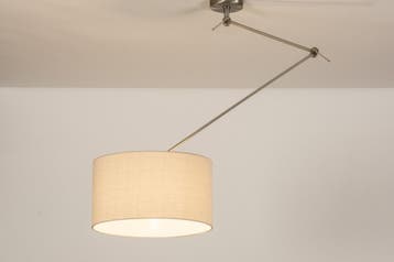 Rietveld Hanglampen - Staalgrijs, Beige, Zand - Staal, Stof,, Verzenden, Nieuw