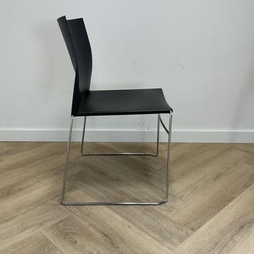 Viasit kantinestoel / stapelstoel,  zwart - chroom, Huis en Inrichting, Stoelen, Gebruikt, Zwart, Ophalen of Verzenden, Eén