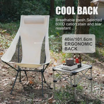 WESTTUNE Opvouwbare Campingstoel met Hoofdsteun - Lichtgewic, Verzenden, Nieuw