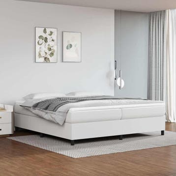 vidaXL Boxspring bed kunstleer wit 200x200 cm, Overige materialen, Verzenden, Wit, Overige maten