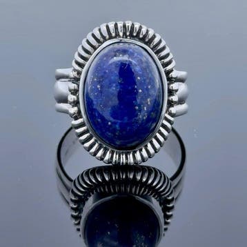 Zilver - Ring - Natuurlijke lapis lazuli