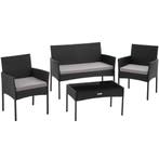 Wicker tuinset Palese voor 4 personen - zwart, Verzenden, Nieuw