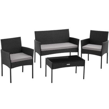 Wicker tuinset Palese voor 4 personen - zwart, Tuin en Terras, Verzenden, Nieuw