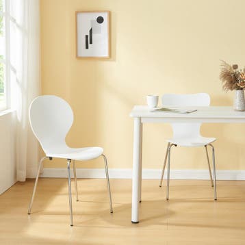 Eetkamerstoel Etne 85x48x50 cm set van 4 wit en chroom [en.c, Huis en Inrichting, Verzenden, Nieuw