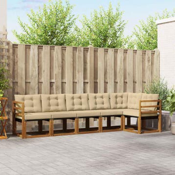 vidaXL Buiten bankenset 6 st Natuurlijk en Beige, Verzenden, Nieuw