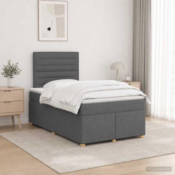 vidaXL Boxspringbed met matras Donkergrijs 120 x 190 cm Stof, Verzenden, Nieuw, Twijfelaar