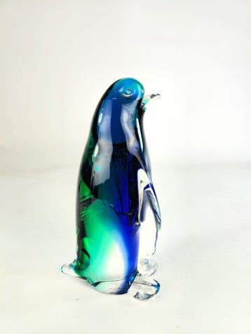 sculptuur, Pinguino Blu Verde - 14.5 cm - Muranoglas - 2026