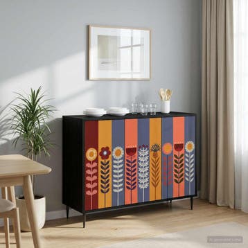 vidaXL Dressoir ESSEN Zwart eiken 102 x 33 x 76 cm Bewerkt, Verzenden, Nieuw, Overige houtsoorten, Minder dan 50 cm