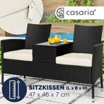 Polyrotan 2 zits Tuinbank Zwart 143x55x88cm (Tafels-Stoelen), Verzenden, Nieuw