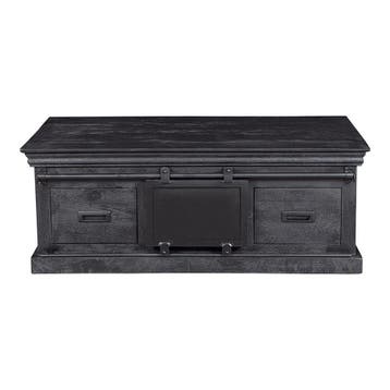 Salontafel Mangohout Milan 120 Zwart, Huis en Inrichting, Tafels | Salontafels, Verzenden, Nieuw, Industriële meubels, Overige vormen