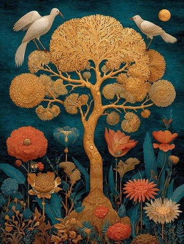 Alwwa Roma - Árbol de la Vida · Jardín dorado — XXL