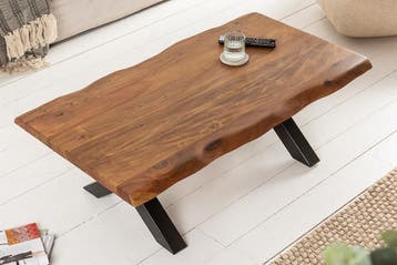 Massief houten salontafel MAMMUT 110 cm acaciaboomrand, Ophalen of Verzenden, Nieuw