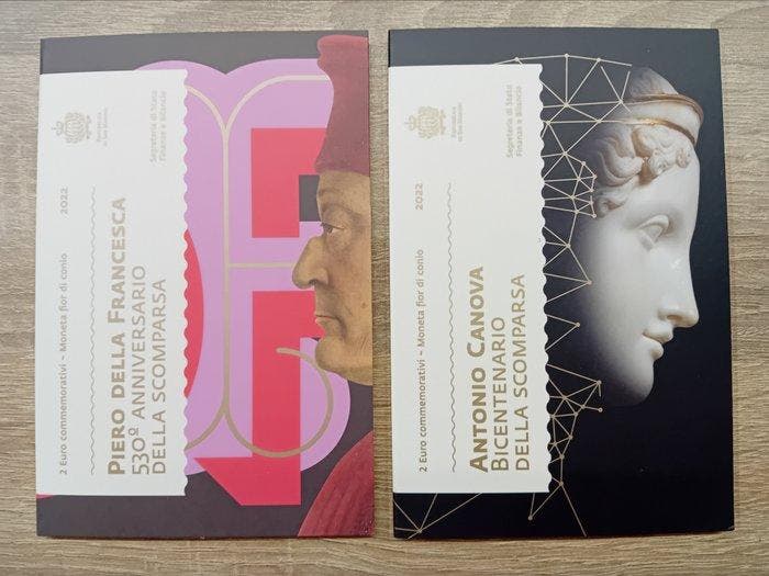 San Marino. 2 Euro 2022  Canova  +  Della Francesca  (2, Postzegels en Munten, Munten | Europa | Niet-Euromunten