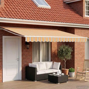 vidaXL Elektrisch Uittrekbaar Zonnescherm Blauw, Oranje, Wit, Verzenden, Nieuw