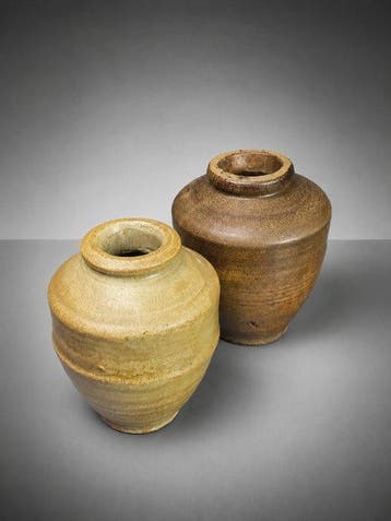 Keramiek Vaas - 19 cm - Paar kleine potjes
