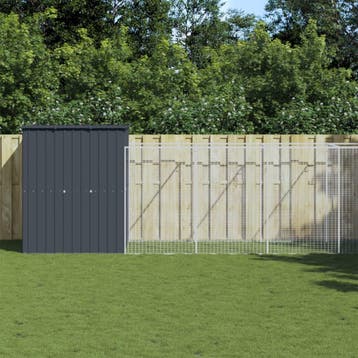 vidaXL Hondenhok met ren 165x659x181 cm gegalvaniseerd staal, Verzenden, Nieuw