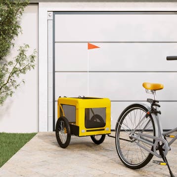 vidaXL Hondenfietstrailer oxford stof en ijzer geel en zwart, Verzenden, Nieuw