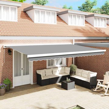 vidaXL Handmatige Luifel Frame 4,5 x 3 m Wit Gepoedercoat, Verzenden, Nieuw