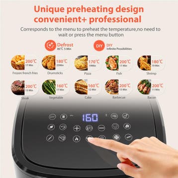 Airfryer XXL - heteluchtfriteuse - 6.5L - 1600W - Zwart, Verzenden, Zo goed als nieuw