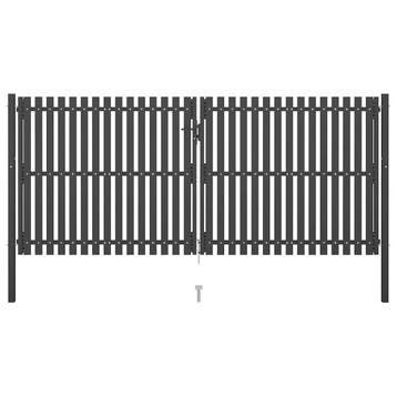vidaXL Tuinpoort staal 400x150 cm antraciet, Verzenden, Nieuw