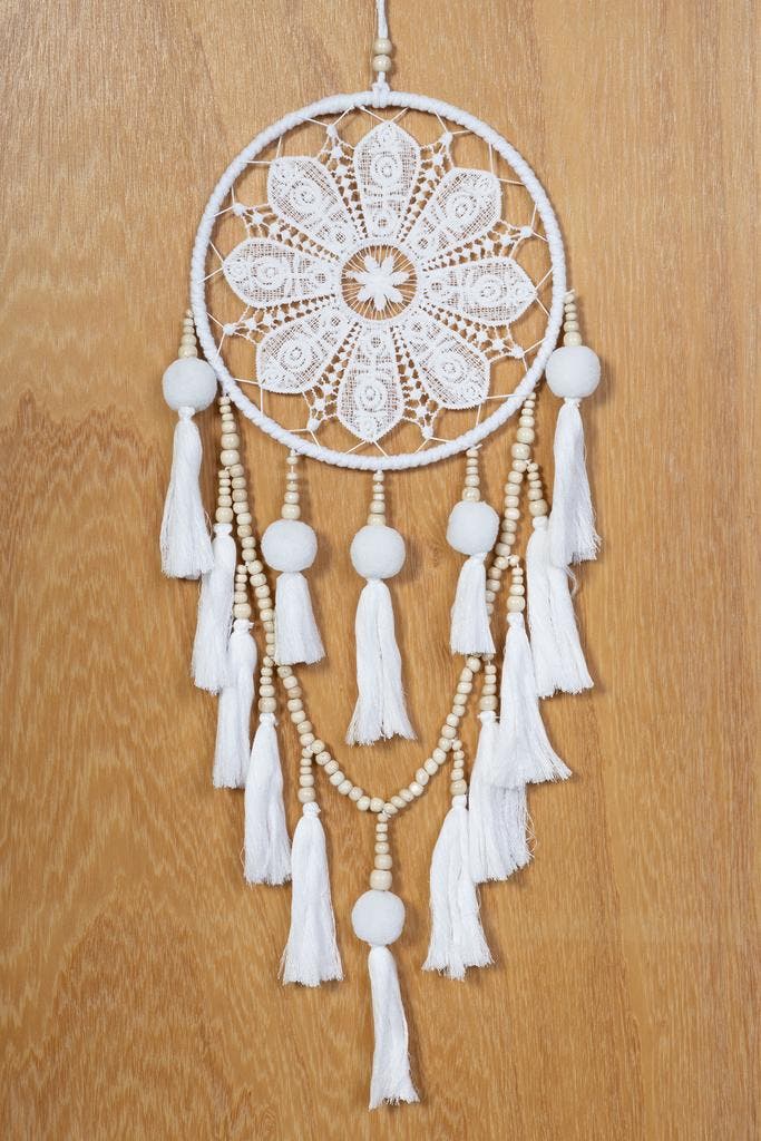 Dromenvanger Wit Kralen Dreamcatcher Tassels Kraaltjes Bohem, Hobby en Vrije tijd, Feestartikelen, Carnaval, Feestartikel, Nieuw