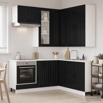vidaXL Keukenblok LUCCA 8 st Zwart Bewerkt hout, Verzenden, Nieuw, Zwart