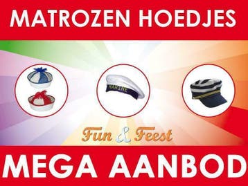Matrozen carnavalskleding- Mega aanbod matrozen petten, Ophalen of Verzenden, Nieuw