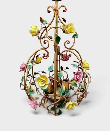 Kroonluchter - Bloemen in Capodimonte, elegante vintage, 6