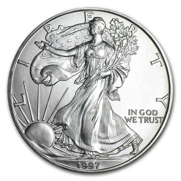 American Eagle 1 oz 1997 (4.295.004 oplage), Verzenden, Midden-Amerika, Losse munt, Zilver