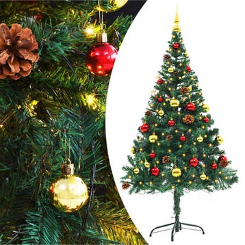 vidaXL Kunstkerstboom met verlichting en kerstballen 150 cm, Verzenden, Nieuw