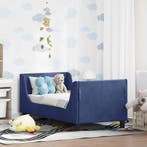 vidaXL Peuterbedframe met hoofdbord Politieblauw 70 x 140 cm, Verzenden, Nieuw, Blauw, Stof