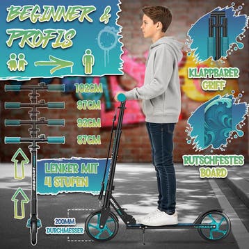 Kinderstep - 2 wielen - Kinder step - Verstelbaar - Turquois, Fietsen en Brommers, Verzenden, Zo goed als nieuw