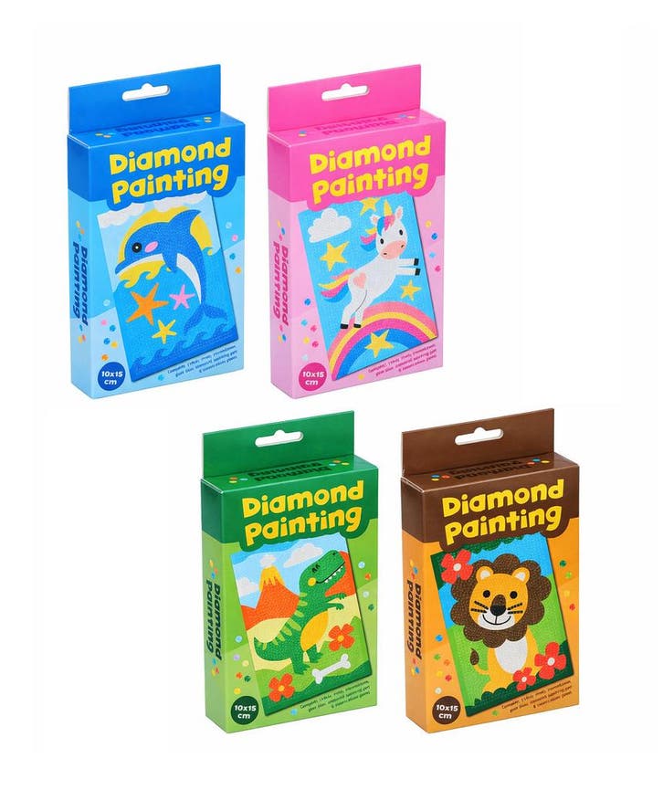 Set van 4 diamond painting doosjes voor kids (10x15 cm, din, Doe-het-zelf en Verbouw, Gereedschap | Handgereedschap, Nieuw, Ophalen of Verzenden