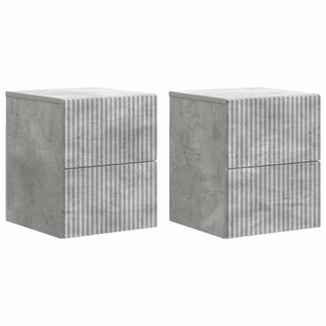 vidaXL Wandbeugel Bedkast met lade 2 pcs Betongrijs 33 x, Minder dan 45 cm, Verzenden, Nieuw, Minder dan 55 cm