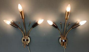 Arlus - Wandkandelaar - Tulpen - Drie lampen - Mid-Century -, Antiek en Kunst, Curiosa en Brocante