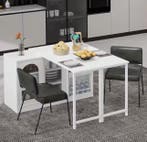 Witte uitschuifbare bartafel met kast en draaifunctie, Verzenden, Nieuw