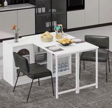 Witte uitschuifbare bartafel met kast en draaifunctie, Verzenden, Nieuw