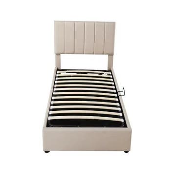 Hydraulisch Eenpersoonsbed 90x200 cm – Linnen Bedframe, Verzenden, Nieuw