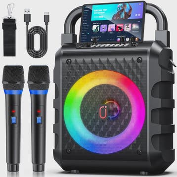 Draagbare Karaoke Speaker met Microfoon en LED Verlichting -, Verzenden, Nieuw