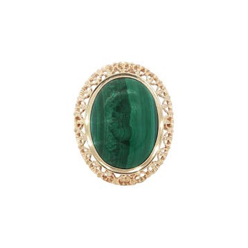 Gouden vintage ring met malachiet 14 kt, Ophalen of Verzenden, Nieuw