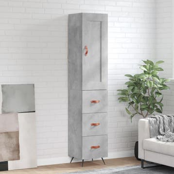 vidaXL buffetkast 34,5x34x180 cm bewerkt hout betongrijs, Minder dan 50 cm, Verzenden, Nieuw, Minder dan 100 cm